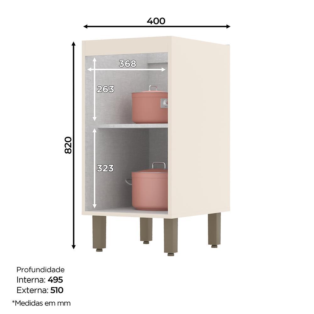 Balcão 1 Porta 40cm Off White/Duna com Tampo Connect - Móveis Henn