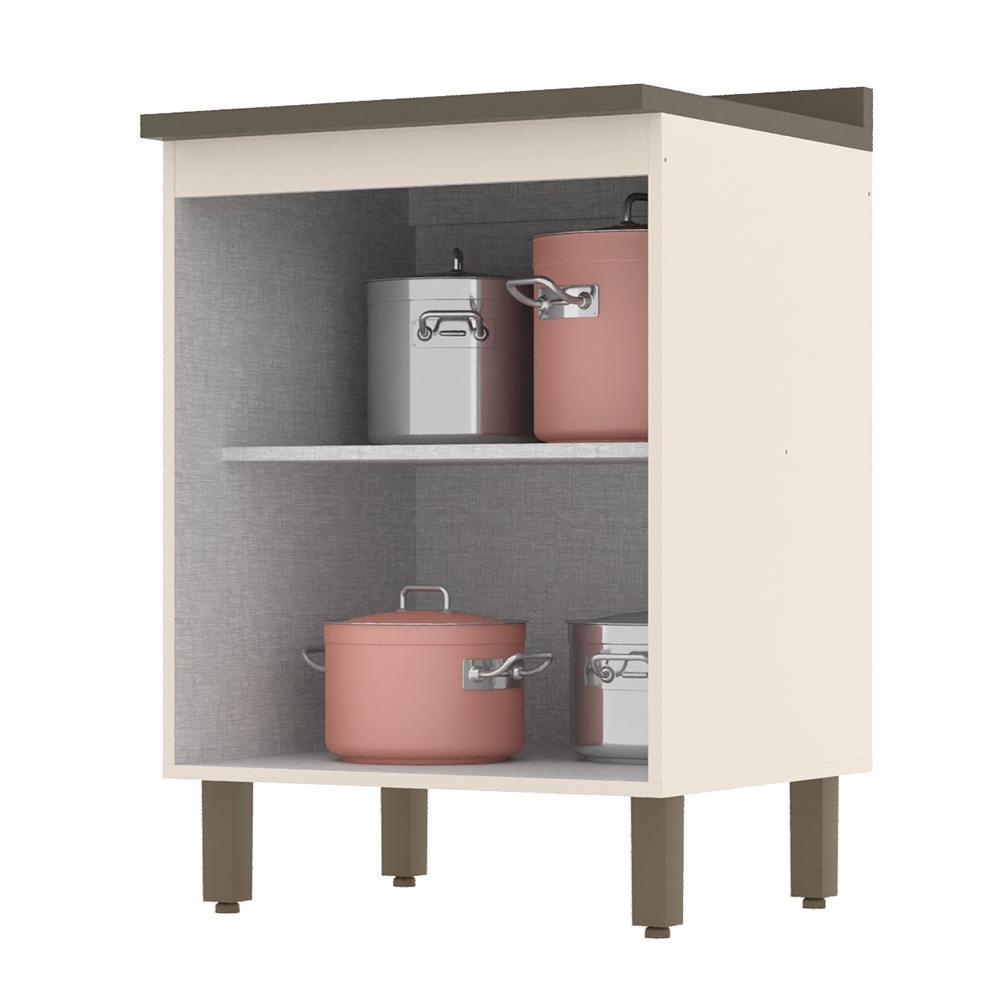 Balcão 2 Portas 60cm Connect Off White/Duna com Tampo - Móveis Henn