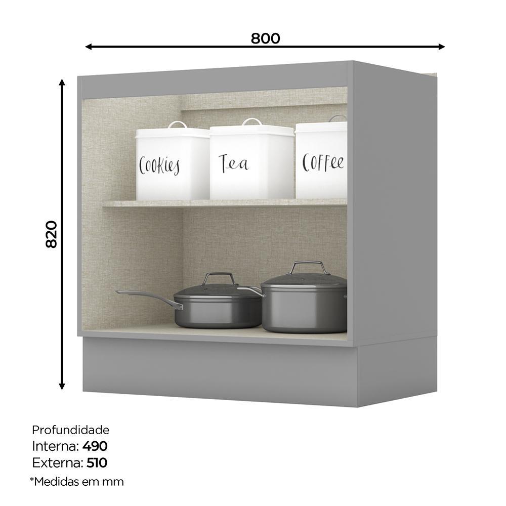 Balcão 2 Portas 80cm Americana Cinza - Móveis Henn
