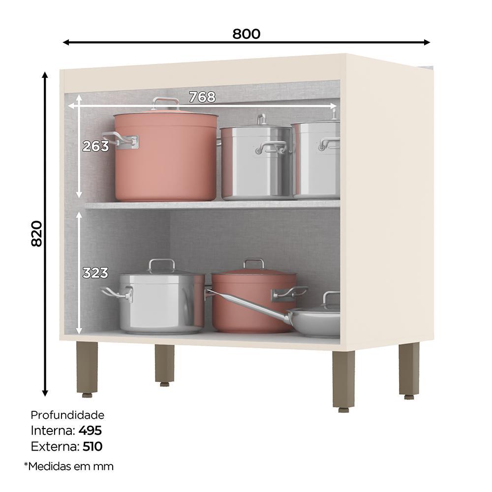 Balcão 2 Portas 80cm Connect Off White/Duna com Tampo Cooktop - Móveis Henn