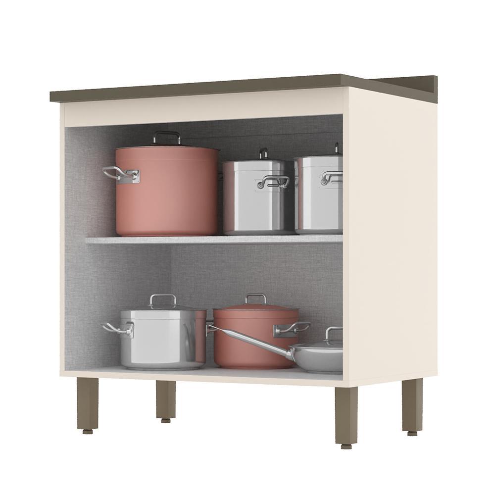 Balcão 2 Portas 80cm Off White/Duna com Tampo Connect - Móveis Henn