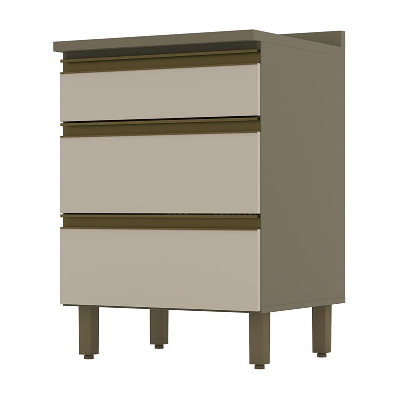Balcão 3 Gavetas 60cm Duna/Cristal com Tampo Connect - Móveis Henn