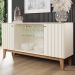 Balcão Buffet 4P Ripado e Vidro 150 cm Eiffel Off White Nature Henn