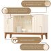 Balcão Buffet 4P Ripado e Vidro 150 cm Eiffel Off White Nature Henn