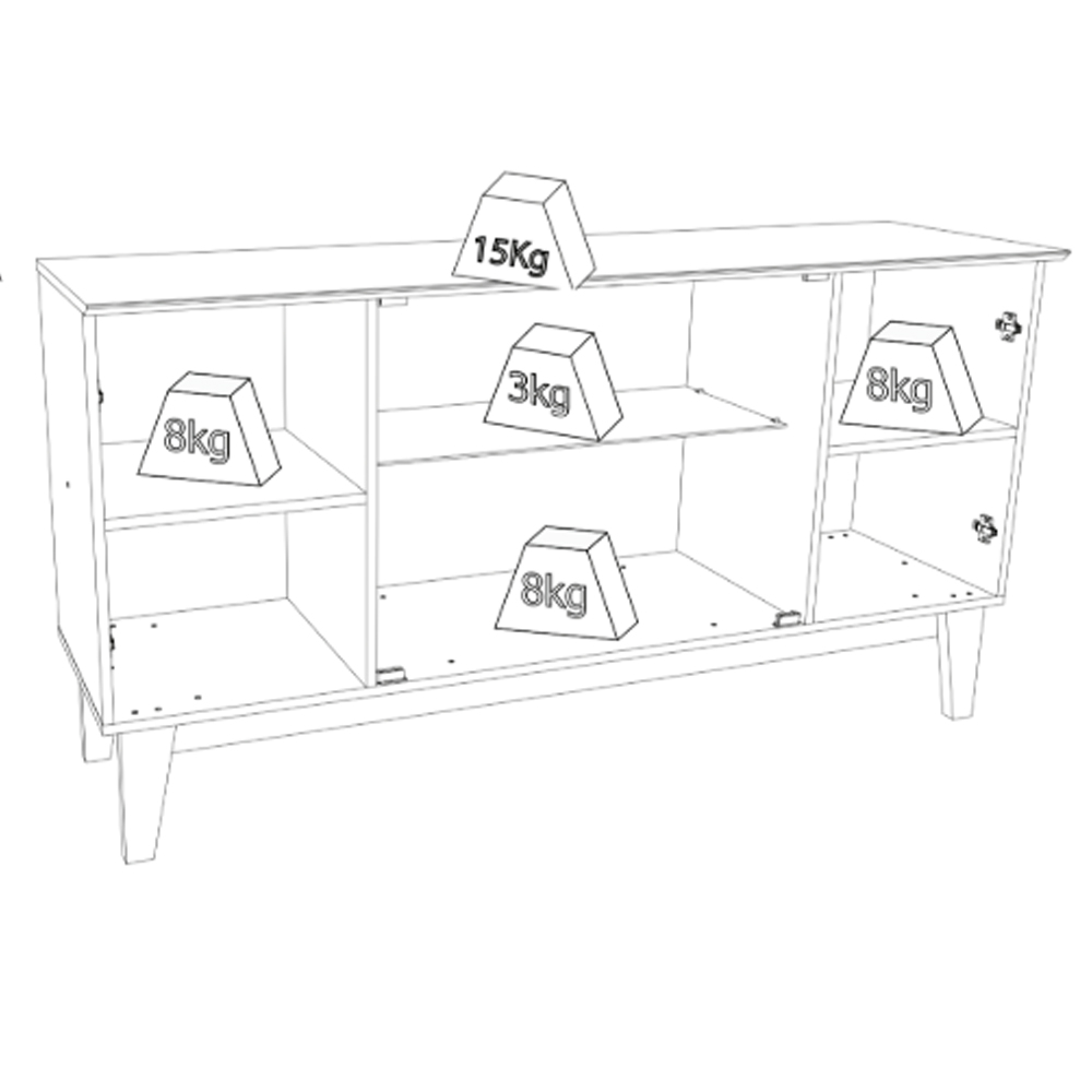 Balcão Buffet 4P Ripado e Vidro 150 cm Eiffel Off White Nature Henn
