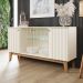 Balcão Buffet 4P Ripado e Vidro 150 cm Eiffel Off White Nature Henn