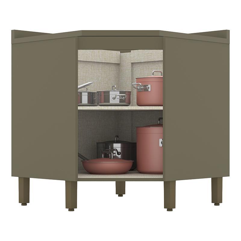 Balcão Canto Oblíquo 1 Porta com Tampo Connect Duna/Cristal - Móveis Henn