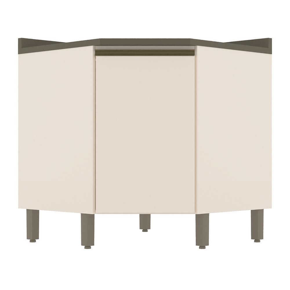 Balcão Canto Oblíquo 1 Porta com Tampo Connect Off White/Duna - Móveis Henn