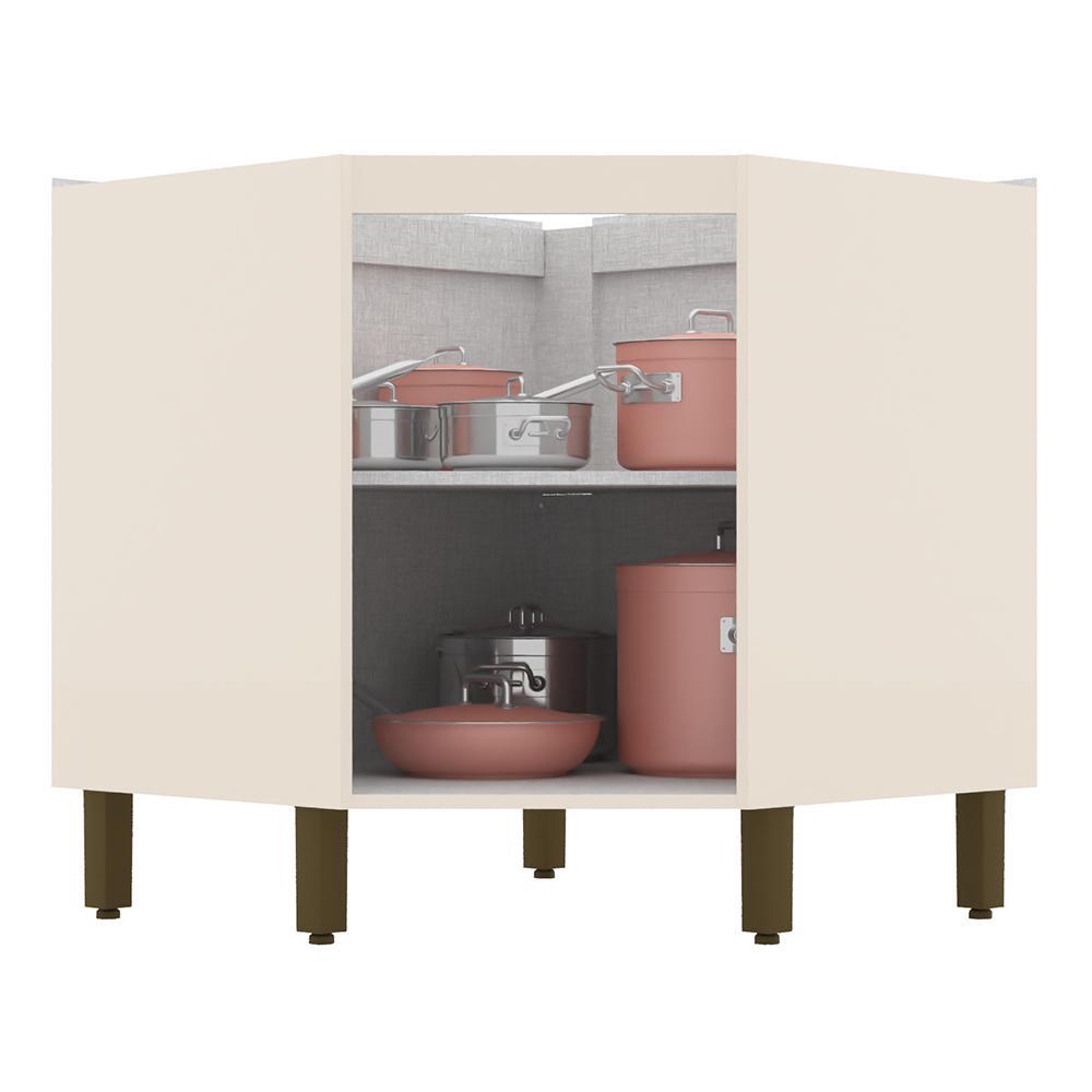 Balcão Canto Oblíquo 1 Porta sem Tampo Connect Off White - Móveis Henn