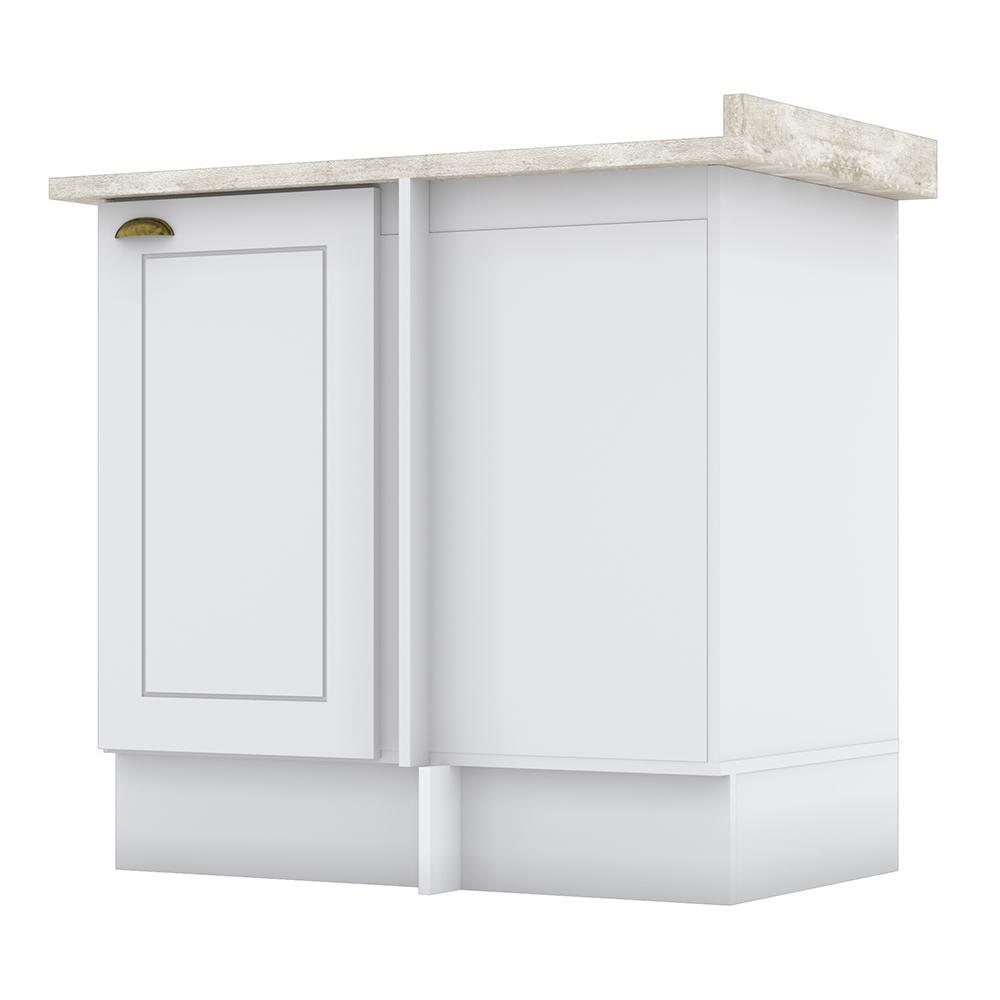 Balcão Canto Reto 1 Porta Americana Branco com Tampo Calcare - Móveis Henn