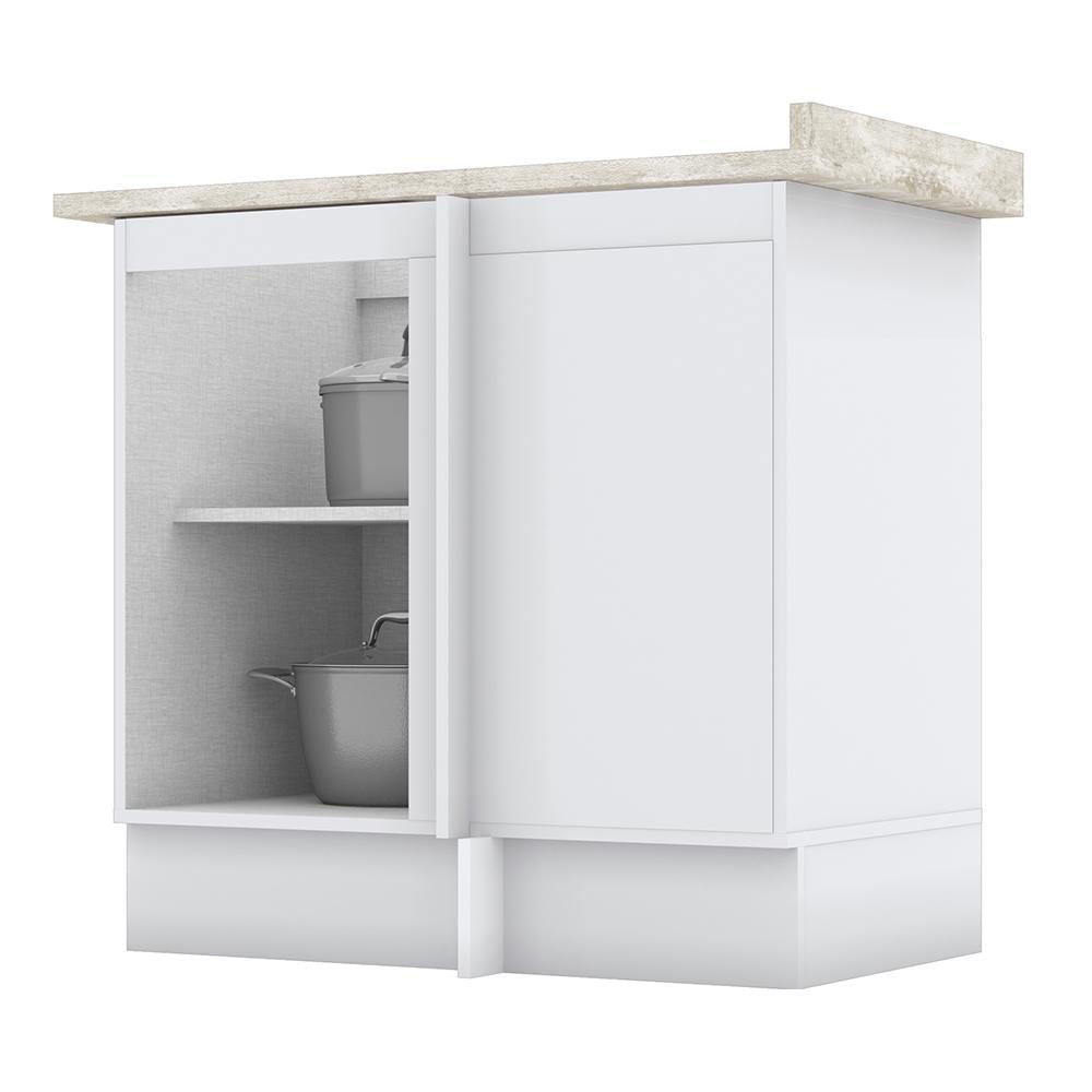 Balcão Canto Reto 1 Porta Americana Branco com Tampo Calcare - Móveis Henn