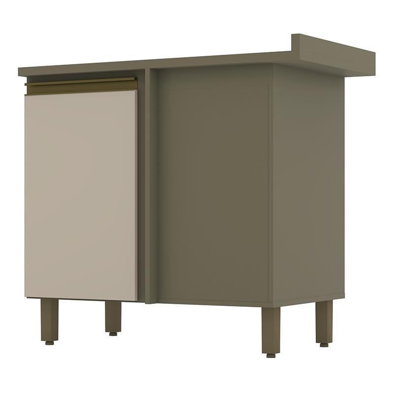 Balcão Canto Reto 1 Porta com Tampo Connect Duna/Cristal - Móveis Henn