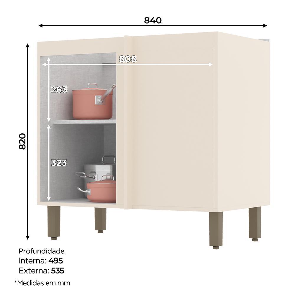 Balcão Canto Reto 1 Porta com Tampo Connect Off White/Duna - Móveis Henn