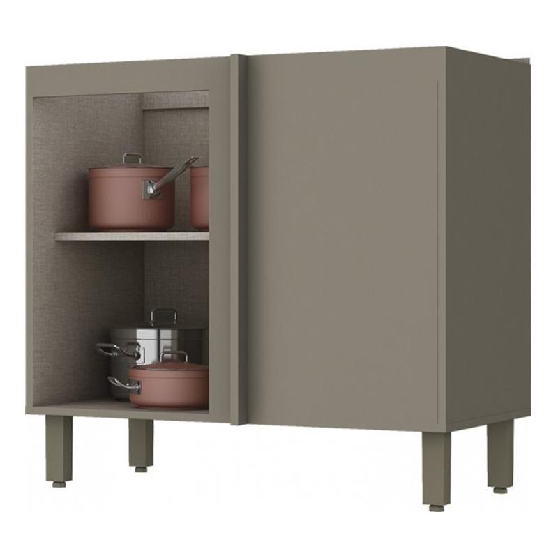 Balcão Canto Reto 1 Porta sem Tampo Connect Duna/Cristal - Móveis Henn