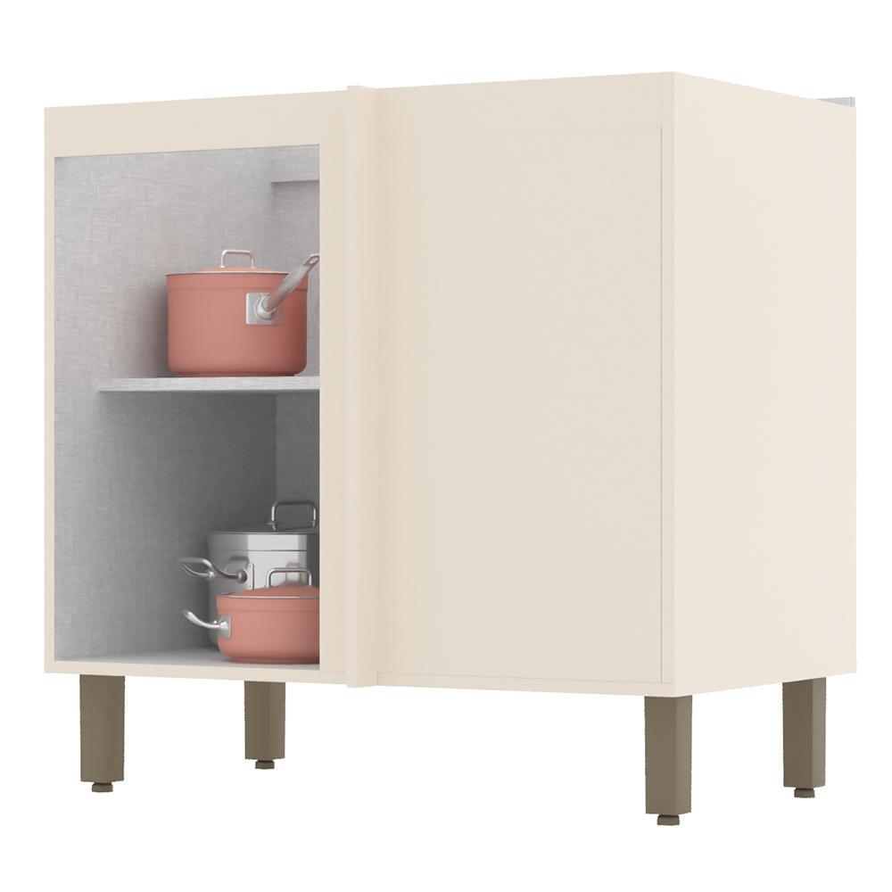 Balcão Canto Reto 1 Porta sem Tampo Connect Off White - Móveis Henn