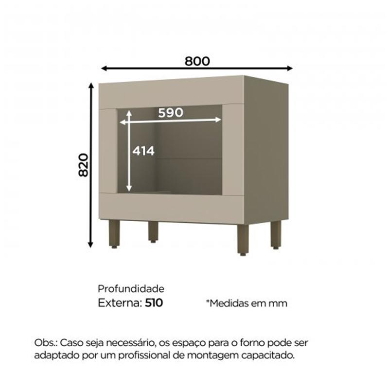Balcão Forno Embutir Connect Duna/Cristal - Móveis Henn