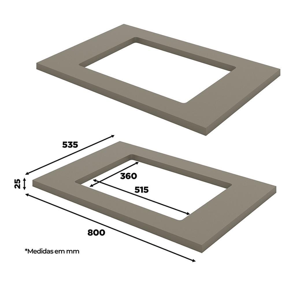 Balcão Forno Embutir Connect Duna/Cristal com Tampo Cooktop - Móveis Henn