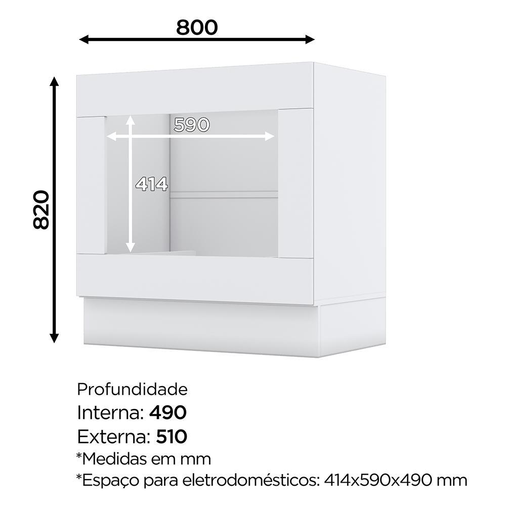 Balcão Forno de Embutir 80cm Americana Branco com Tampo Nature - Móveis Henn