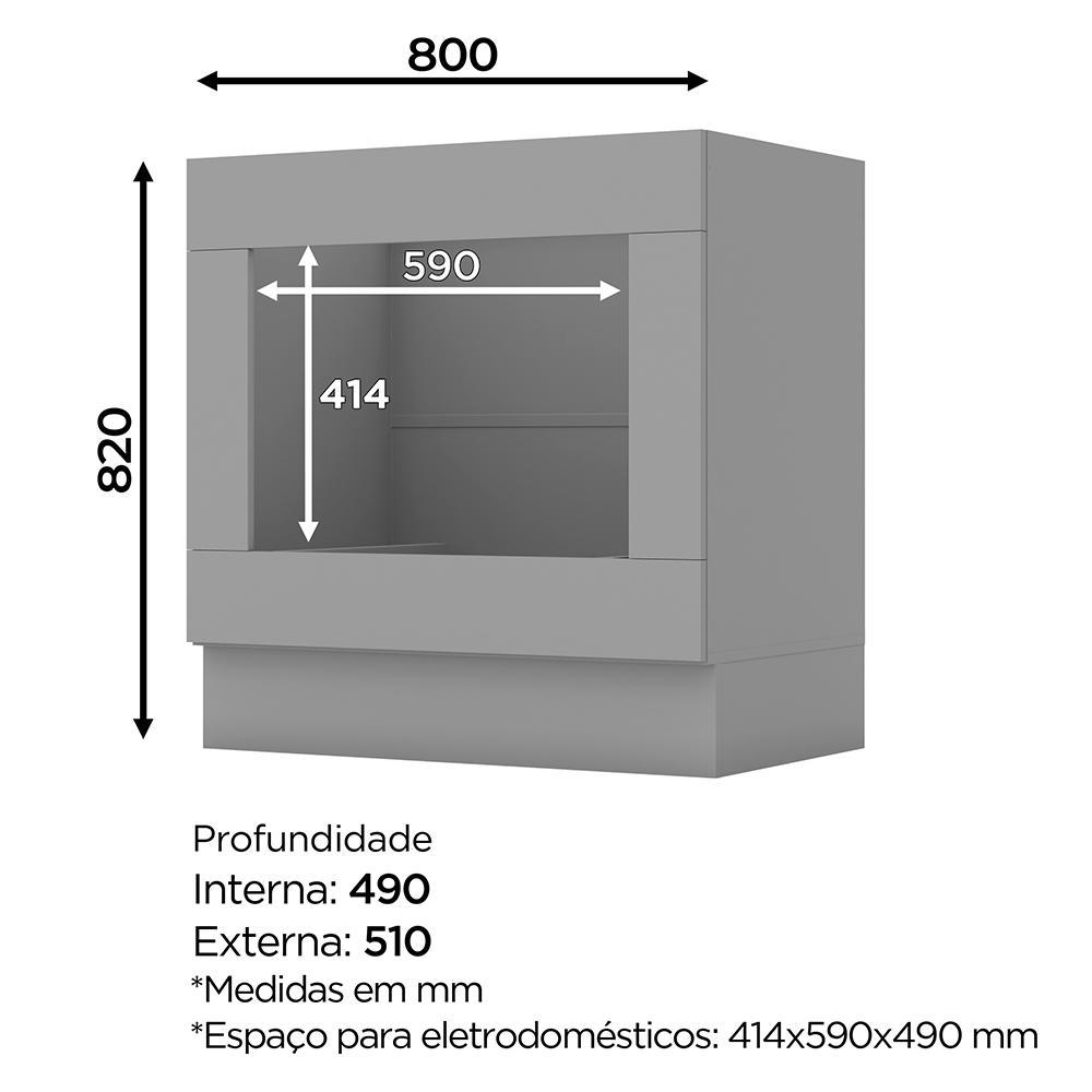 Balcão Forno de Embutir 80cm Americana Cinza - Móveis Henn