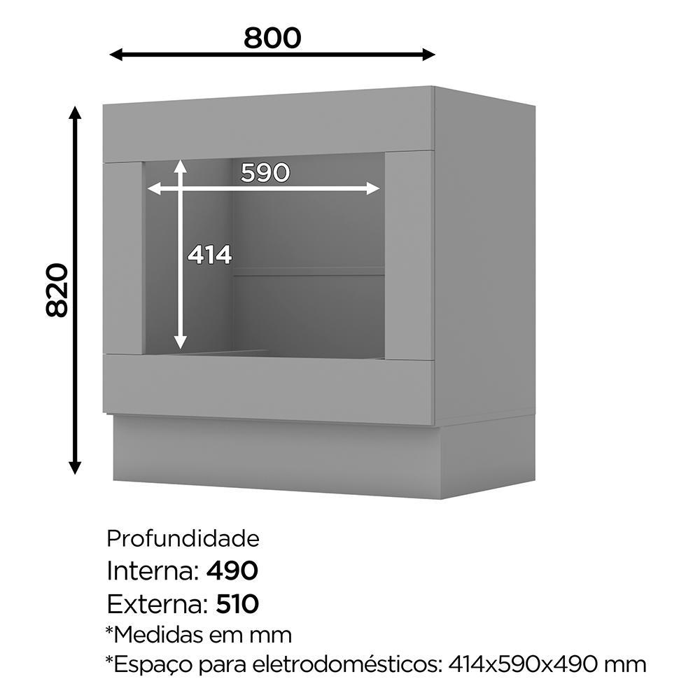Balcão Forno de Embutir 80cm Americana Cinza com Tampo Nature - Móveis Henn