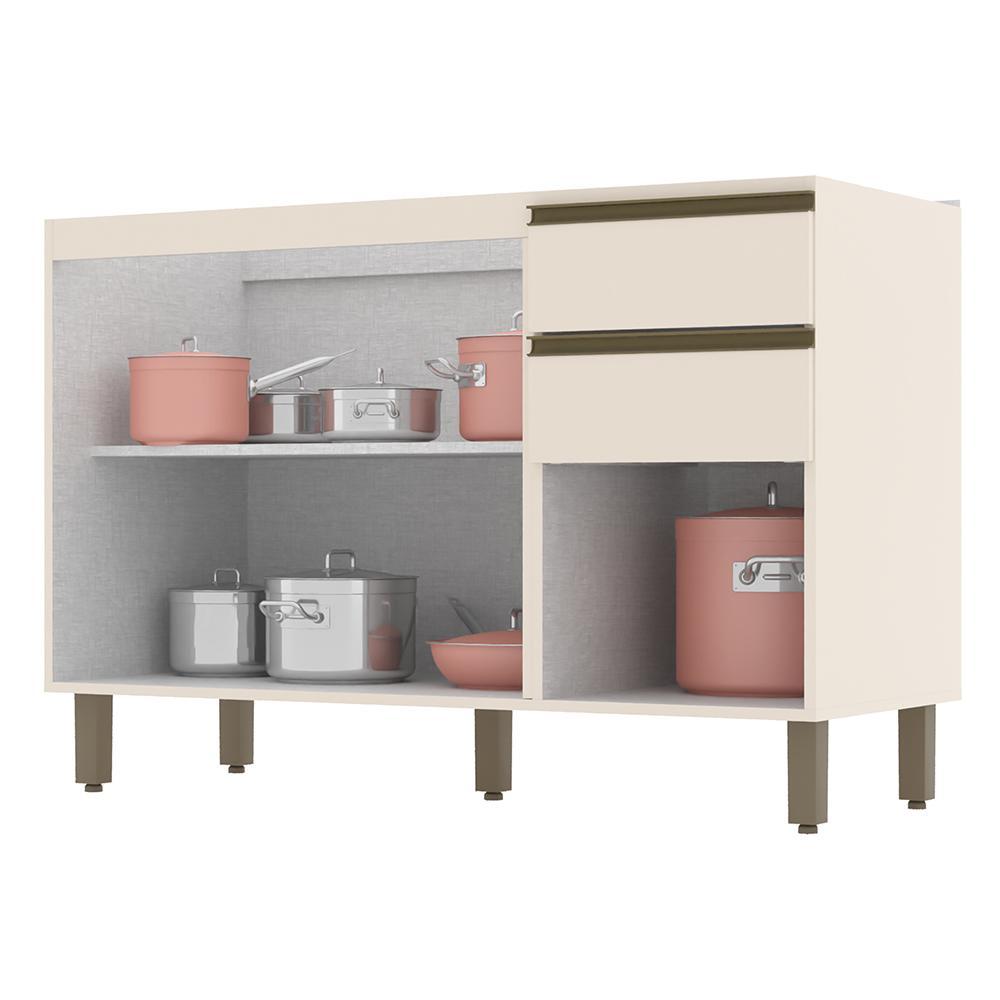 Balcão Pia 2 Gavetas 3 Portas sem Tampo Connect Off White - Móveis Henn