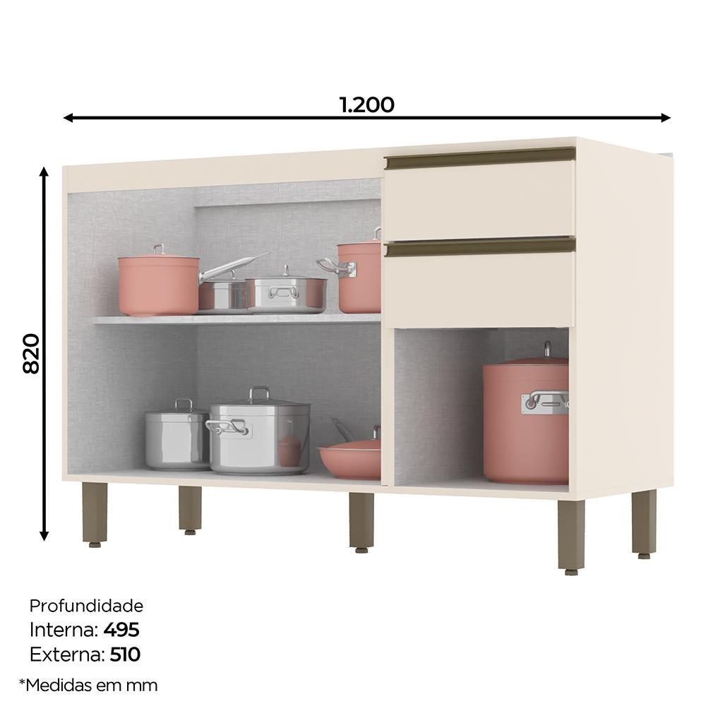 Balcão Pia 2 Gavetas 3 Portas sem Tampo Connect Off White - Móveis Henn