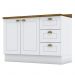 Balcão Pia 2 Portas e 3 Gavetas 120cm Americana Branco com Tampo Nature - Móveis Henn