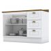 Balcão Pia 2 Portas e 3 Gavetas 120cm Americana Branco com Tampo Nature - Móveis Henn