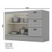 Balcão Pia 2 Portas e 3 Gavetas 120cm Americana Cinza com Tampo Nature - Móveis Henn