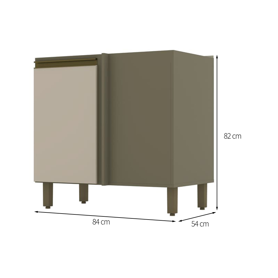 Balcão de Cozinha Évelin 1 Porta Duna e Cristal