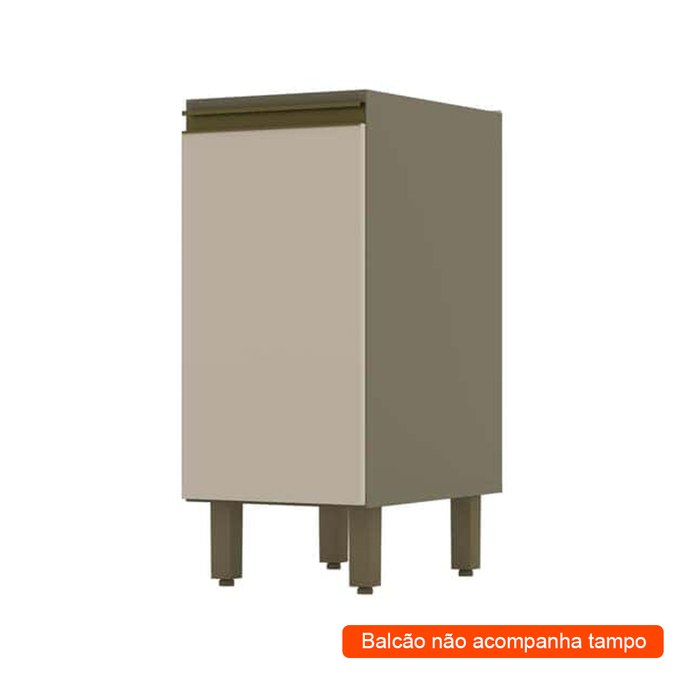 Balcão de Cozinha Évelin 1 Porta Duna e Cristal 35 cm