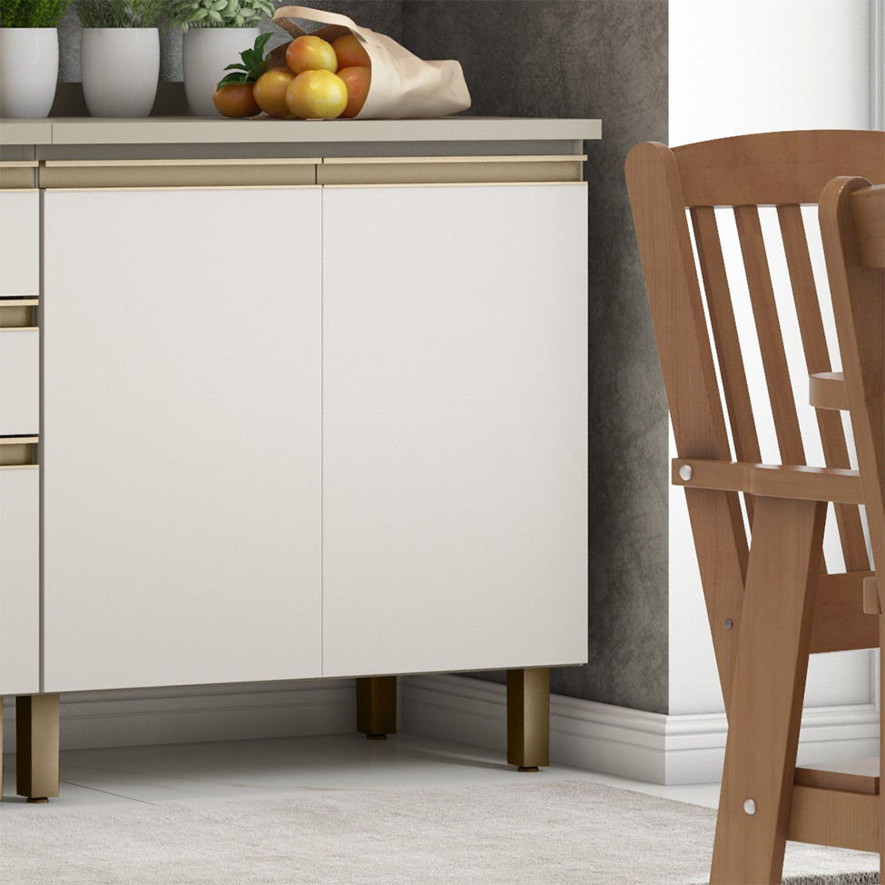 Balcão de Cozinha Évelin 2 Portas Duna e Cristal 80 cm