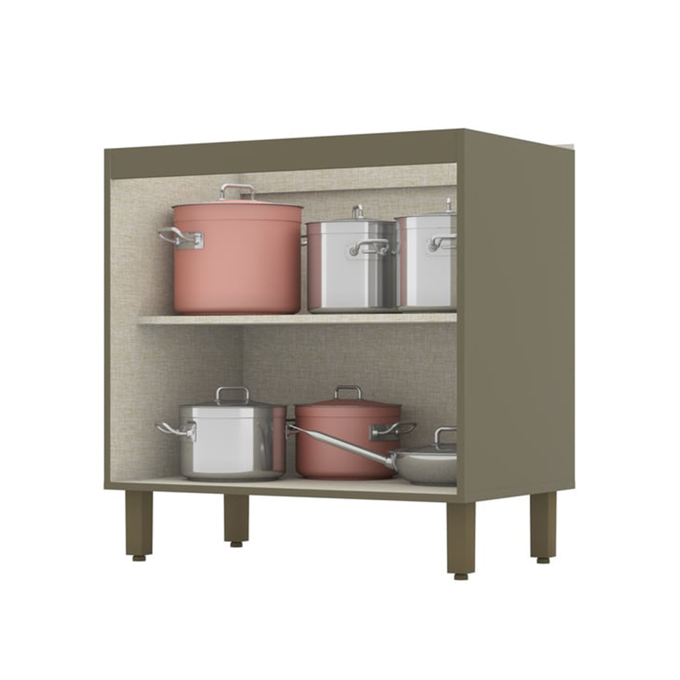Balcão de Cozinha Évelin 2 Portas Duna e Cristal 80 cm