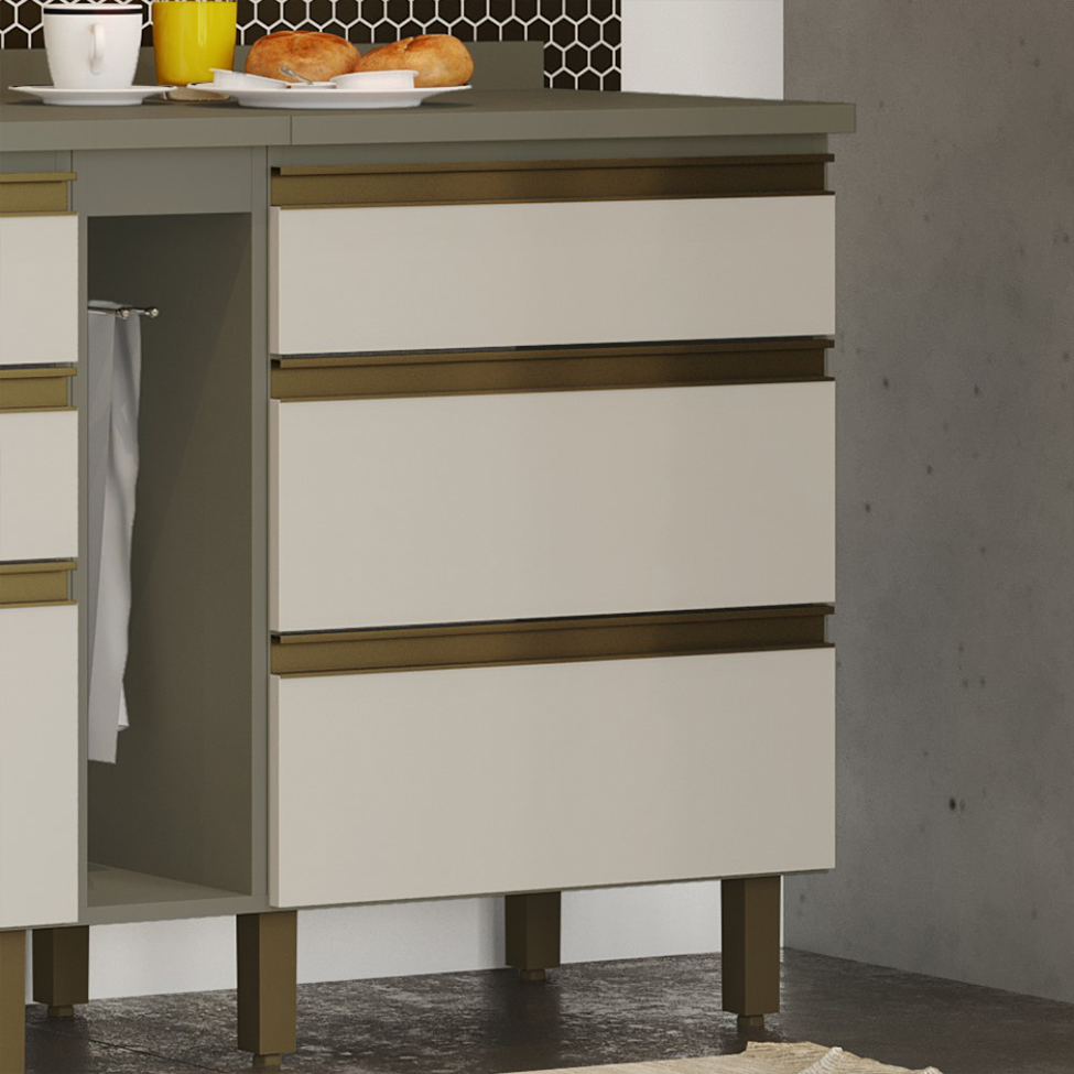 Balcão de Cozinha Évelin 3 GV Duna e Cristal