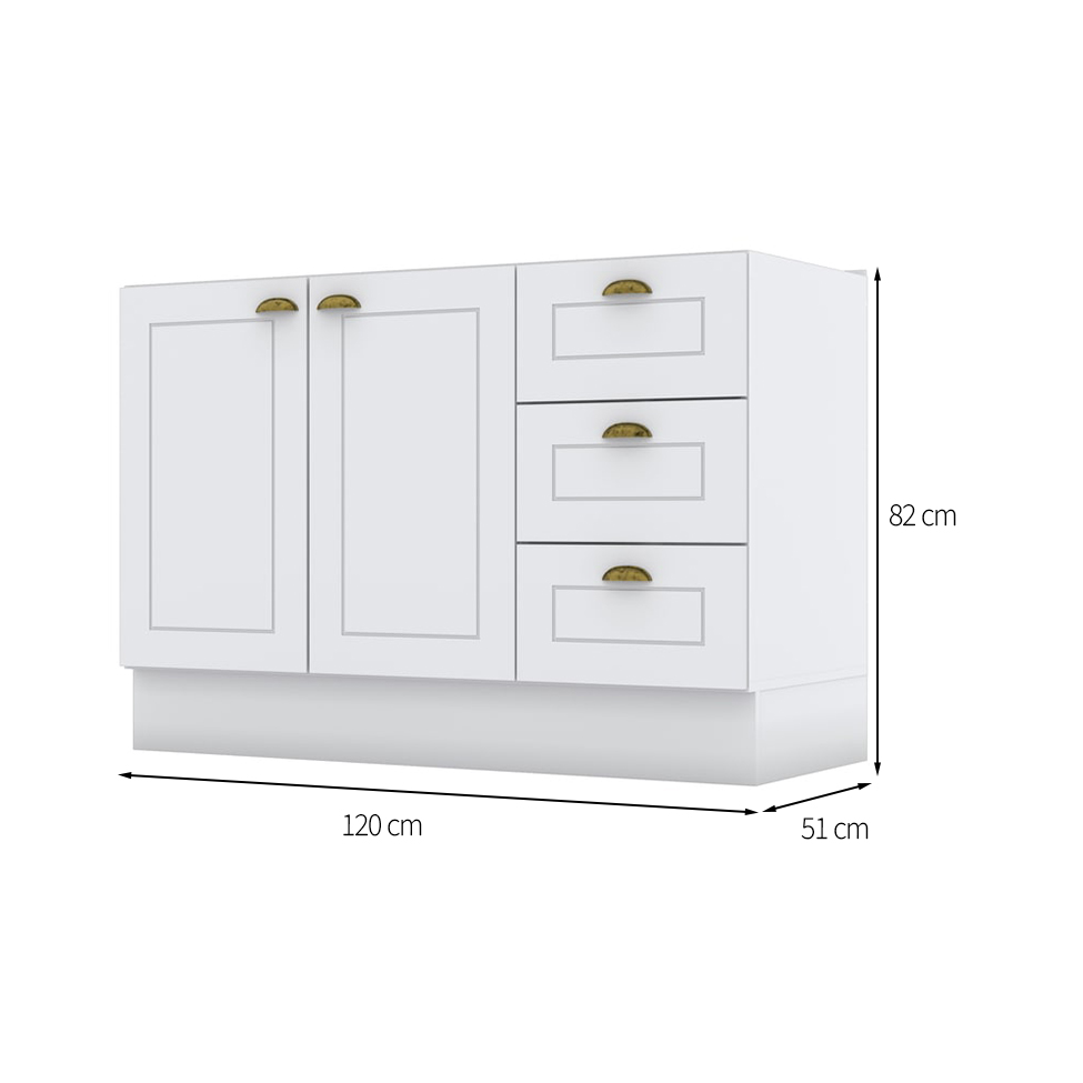 Balcão de Cozinha Nova York 2 PT 3 GV Branco