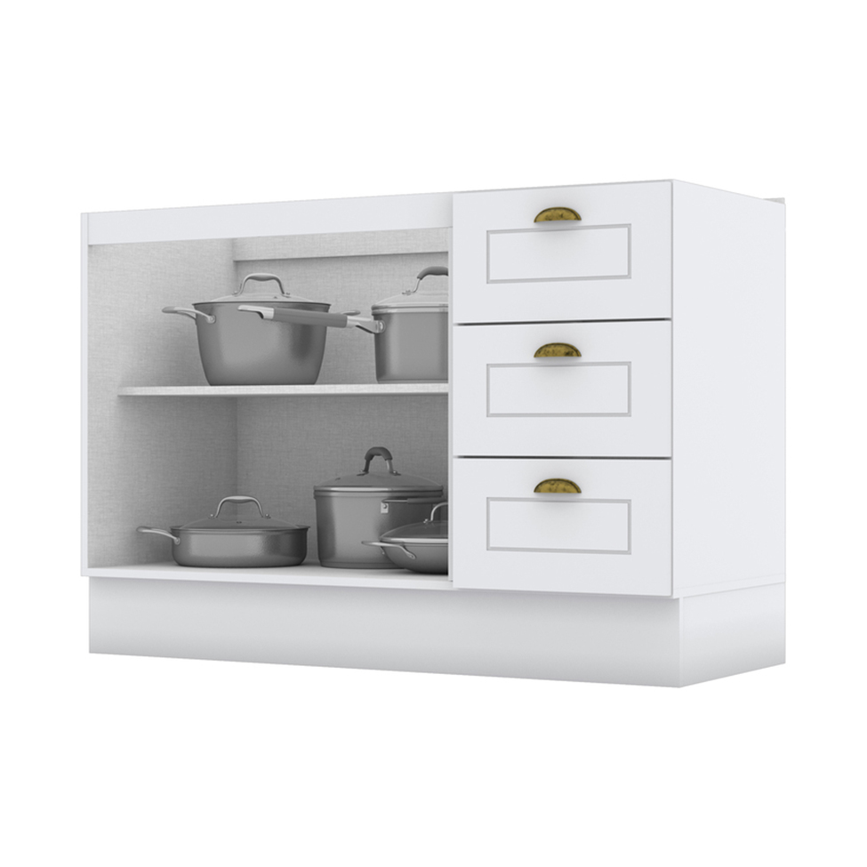 Balcão de Cozinha Nova York 2 PT 3 GV Branco