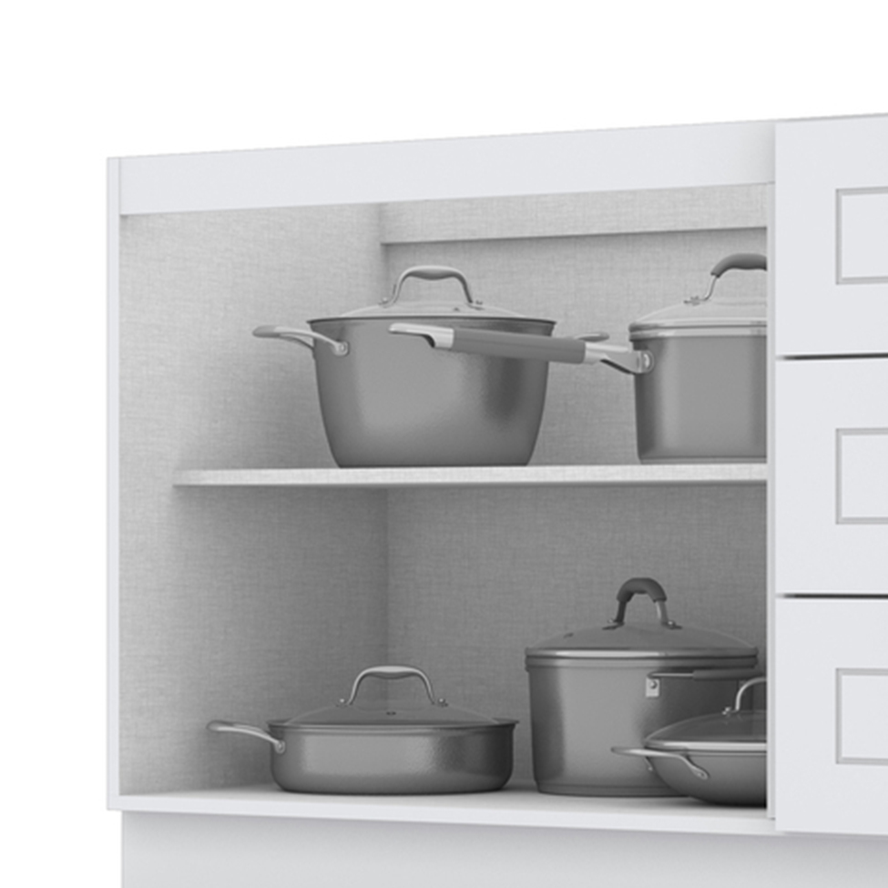 Balcão de Cozinha Nova York 2 Portas 3 Gavetas Branco