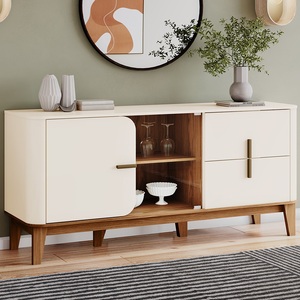 Balcao Buffet 2P 2G 165 cm Rael Off White Nature Henn