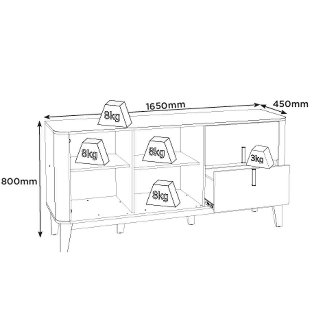 Balcao Buffet 2P 2G 165 cm Rael Off White Nature Henn