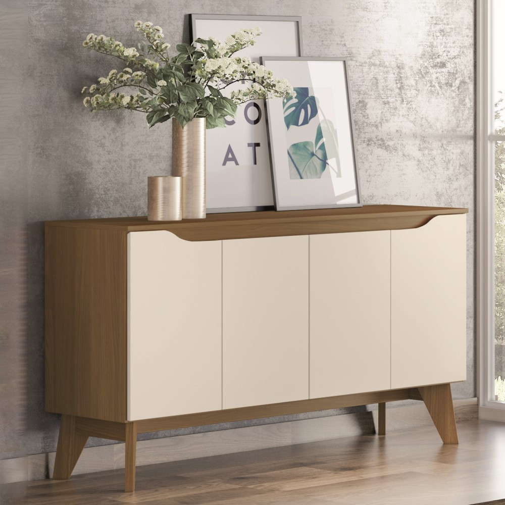 Balcao Buffet 4 Portas 150 cm Quartzo Off White Nature Henn