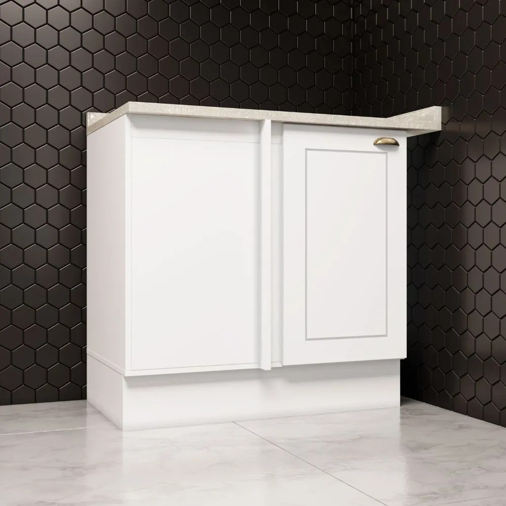 Balcao Canto Reto Com Tampo 84 cm Americana Branco Calcare Henn