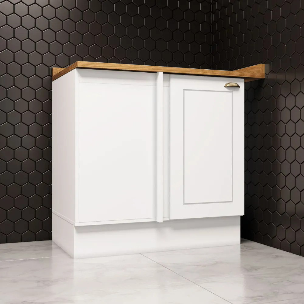 Balcao Canto Reto Com Tampo 84cm Americana Branco Nature Henn