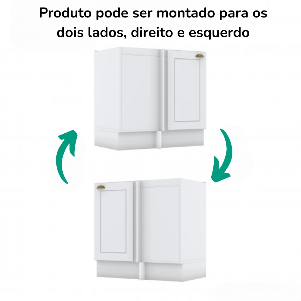 Balcao Canto Reto Com Tampo 84cm Americana Branco Nature Henn
