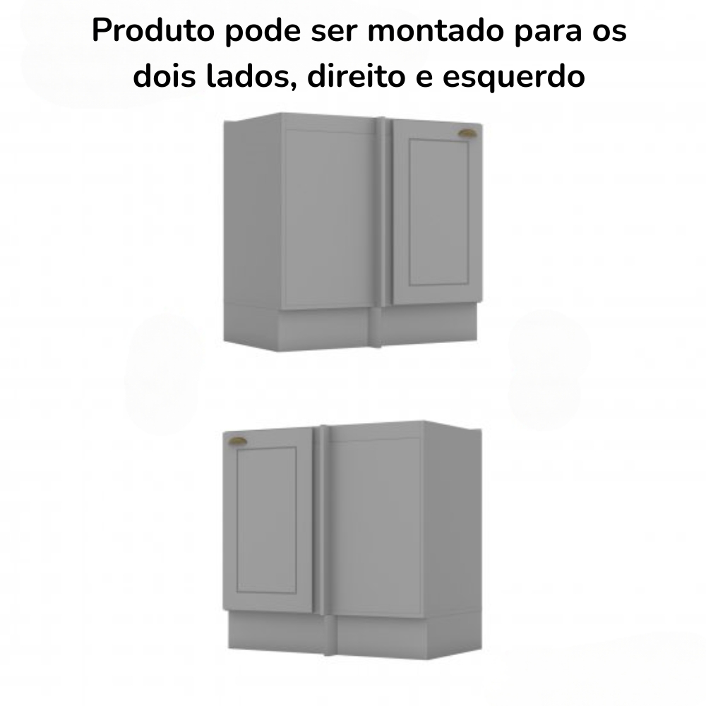 Balcao Canto Reto Com Tampo 84cm Americana Cinza Nature Henn