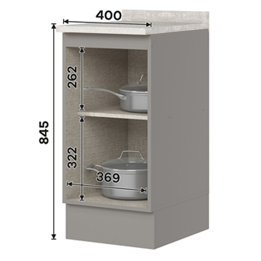 Balcao Com Tampo 1 Porta 40 cm Americana Cinza Calcare Henn