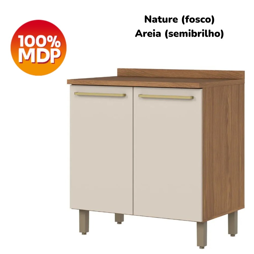 Balcao Com Tampo 2 Portas 80 cm Requinte Nature Areia Henn