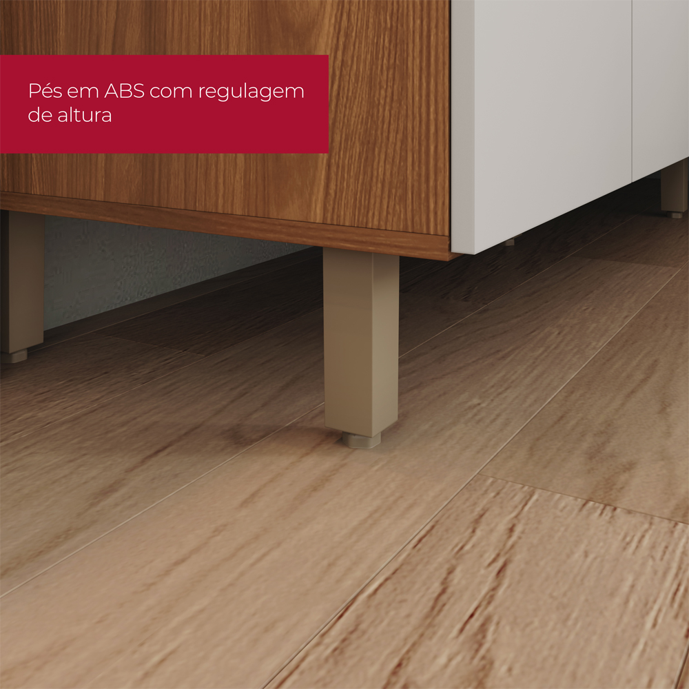Balcao Com Tampo 2 Portas 80 cm Requinte Nature Areia Henn
