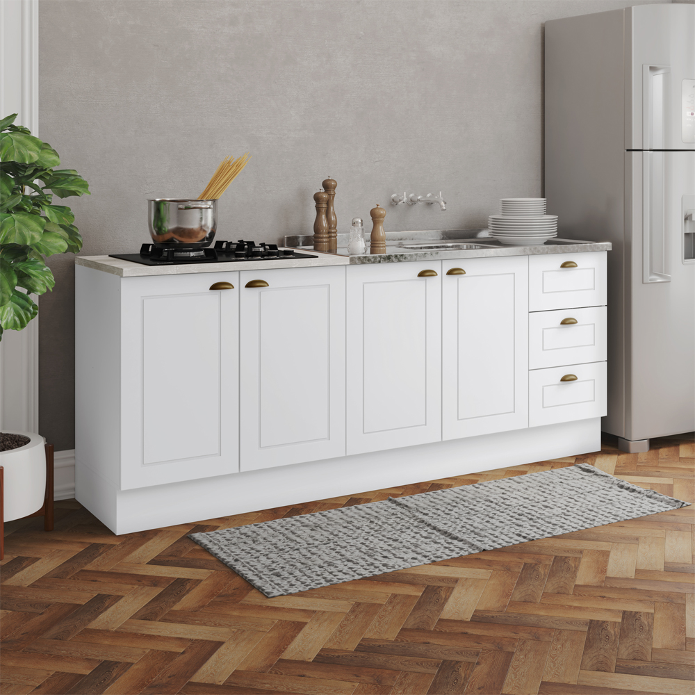 Balcao Pia 120 cm Balcao Cooktop 80 cm Americana Branco Calcare Henn
