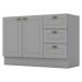 Balcao Pia 2 Portas 3 Gavetas 120 cm C353 Americana Cinza Henn
