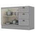 Balcao Pia 2 Portas 3 Gavetas 120 cm C353 Americana Cinza Henn